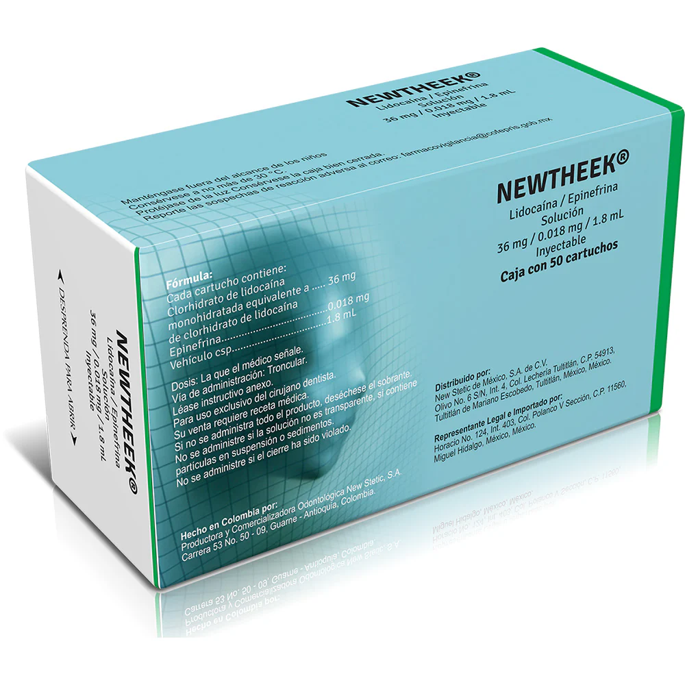 LIDOCAINA CON EPINEFRINA NEWTHEEK E-100 2% CON 50 CARTUCHOS DE VIDRIO