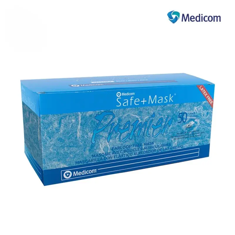 CUBREBOCAS CON 50 PZAS MEDICOM AZUL