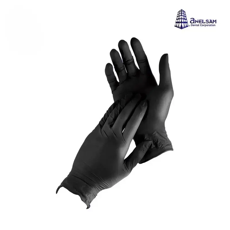 GUANTES NEGROS DE NITRILO CHICO CON 100 PIEZAS ANELSAM
